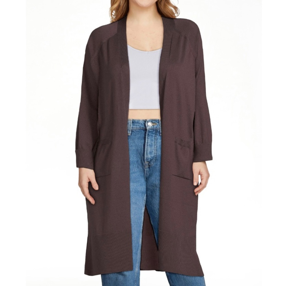 Plus Size Brown Duster Cardigan